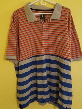 Striped Enyce Polo Shirt in Orange, Gray & Blue 5X